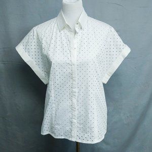 Sonia Rykiel Designer White Cutout Collared Blouse